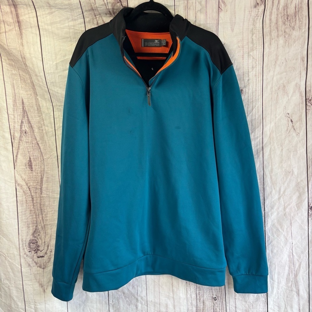Mizuno performance Teal and Black Men's Workout Lightweight Sweater XL